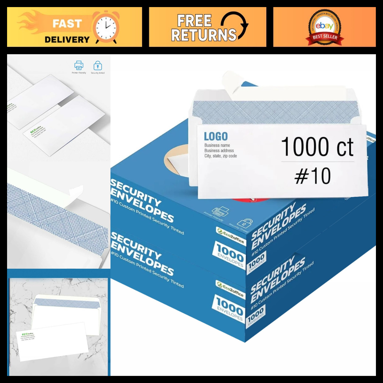 Custom Printed Security Tinted Envelopes 4-1/8\