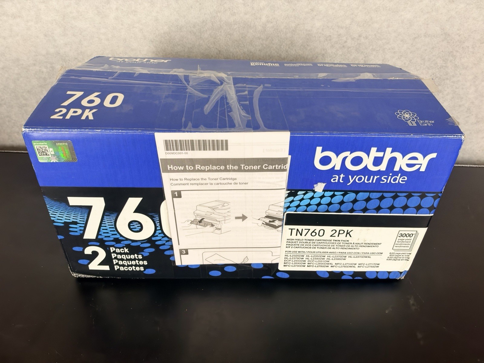 Brother Genuine TN760 2PK High Yield Black Toner Cartridges Open Box OEM