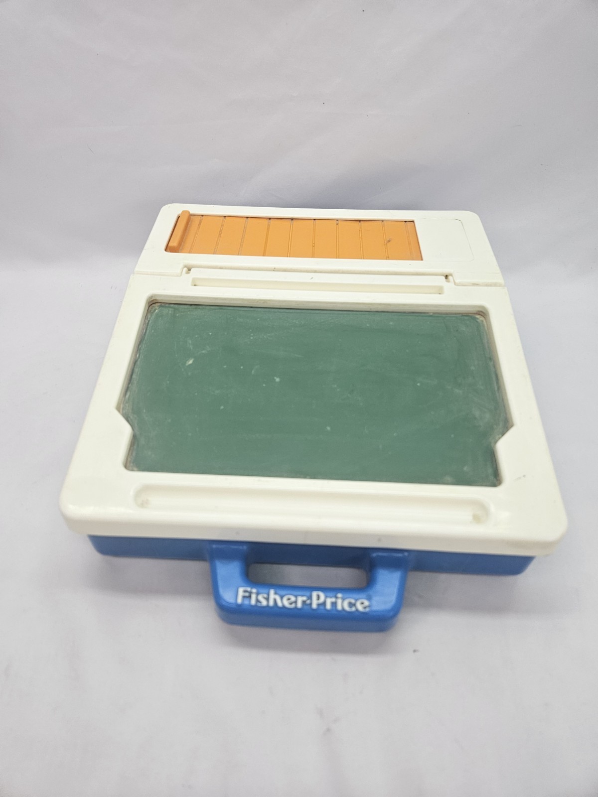 VTG Fisher Price Blue Learning Portable Play Desk Chalk Board w/Letters Magnetic