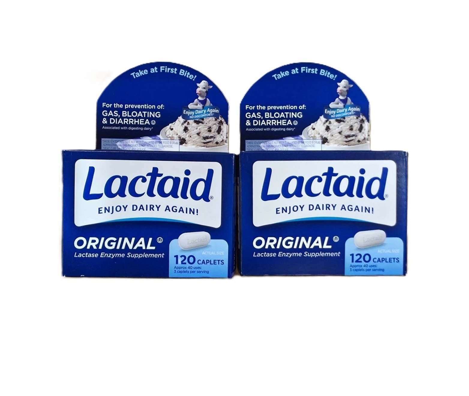 Lactaid - Original - Lactase Enzyme Supplement - 120 Caplets - 2 Pack Lactaid - Original - Lactase Enzyme Supplement - 120 Caplets - 2 Pack