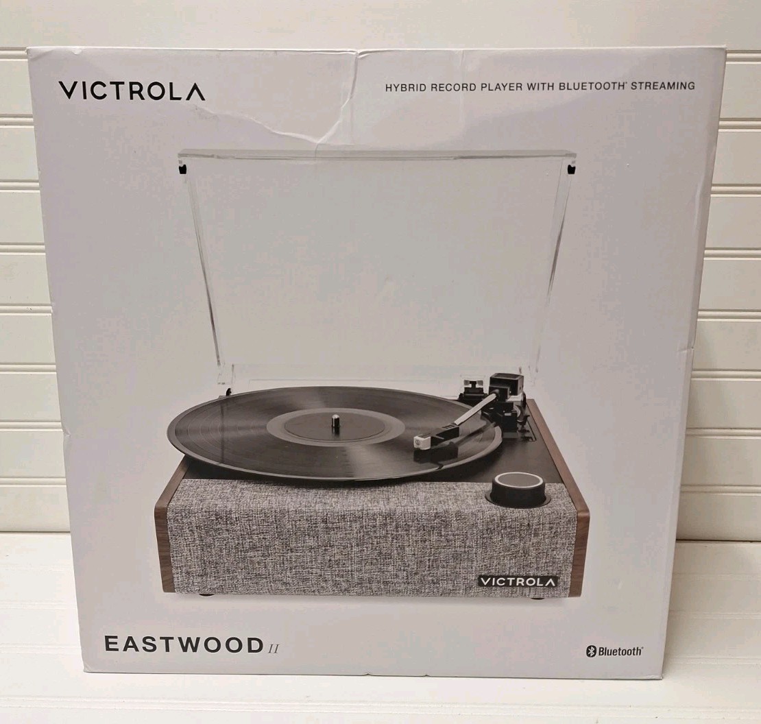 Victrola Eastwood II Record Player Vinyl Bluetooth Speaker Gray VTA-74-WLN