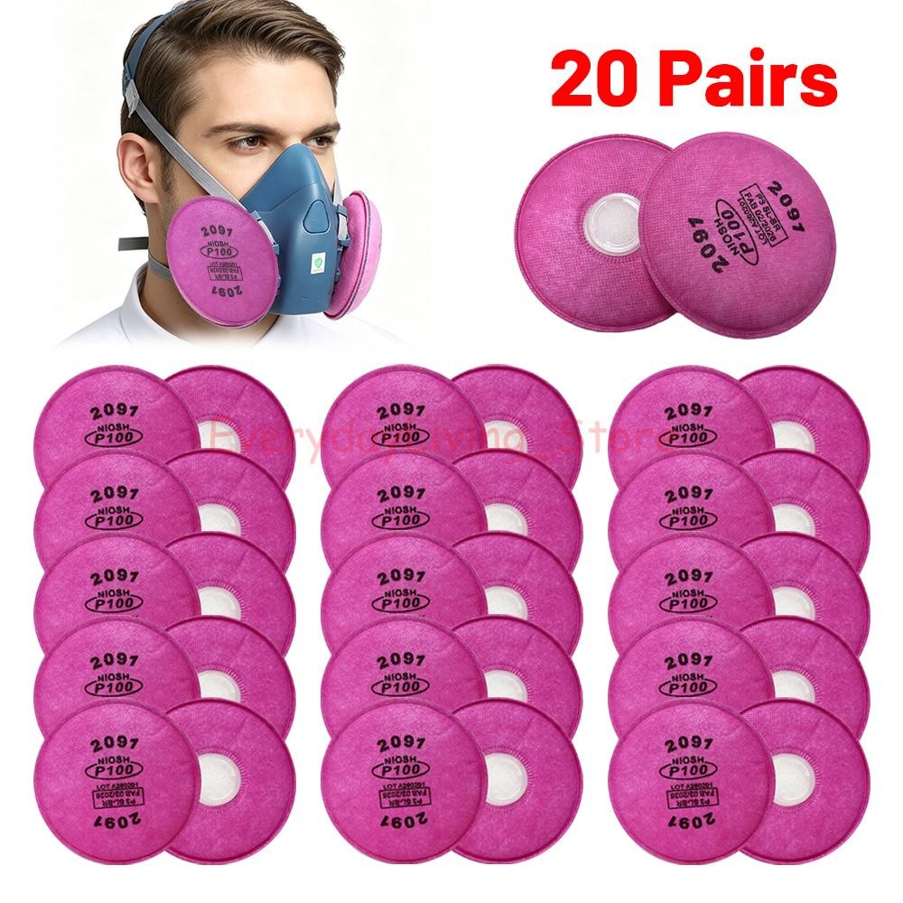 40PCS (20Pack) 2091 P100 Particulate Filter Cotton, Installed on Filter Retainer