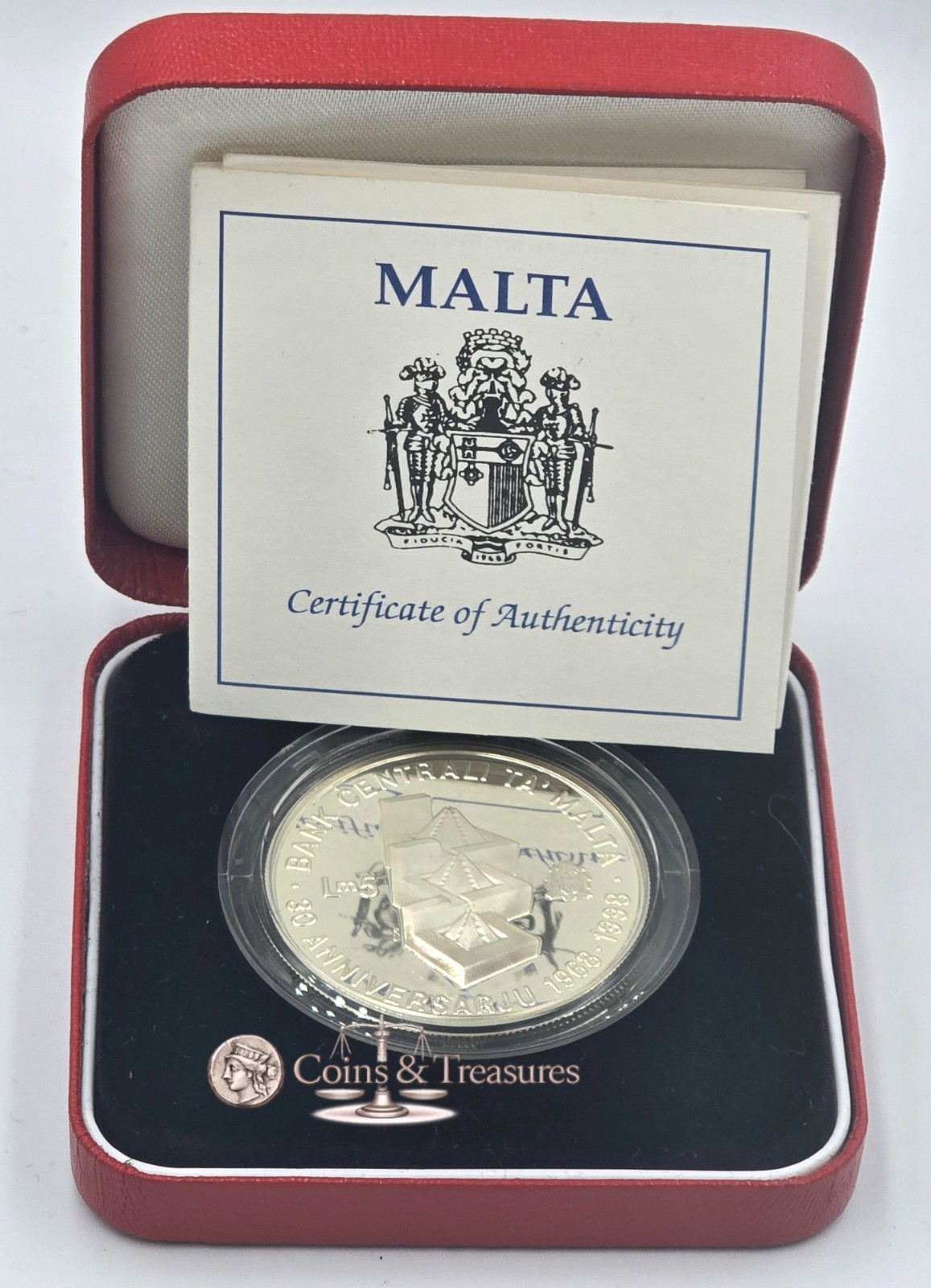 Malta 1998 Central Bank 30th Anniversary Silver Proof coin