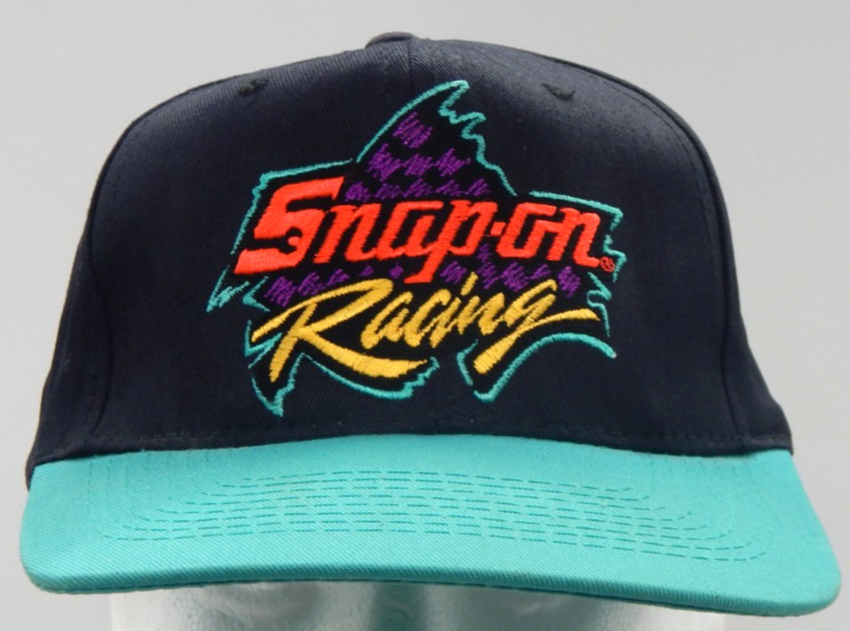 Vintage Snap-On Tools Racing Snapback Black Teal Retro 80\'s 90\'s Adjustable Cap