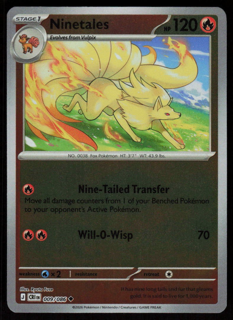 Ninetales 009/086 Uncommon Chaos Rising Pokemon Reverse Holo Near Mint