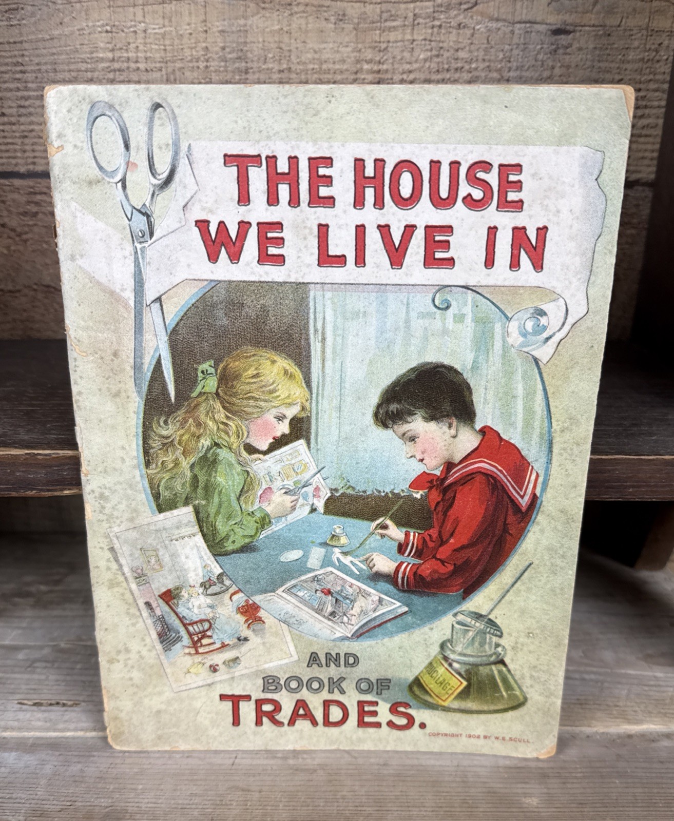 Antique 1902 Children’s Book The House We Live in & Book of Trades Color Lithos Antique 1902 Children’s Book The House We Live in & Book of Trades Color Lithos