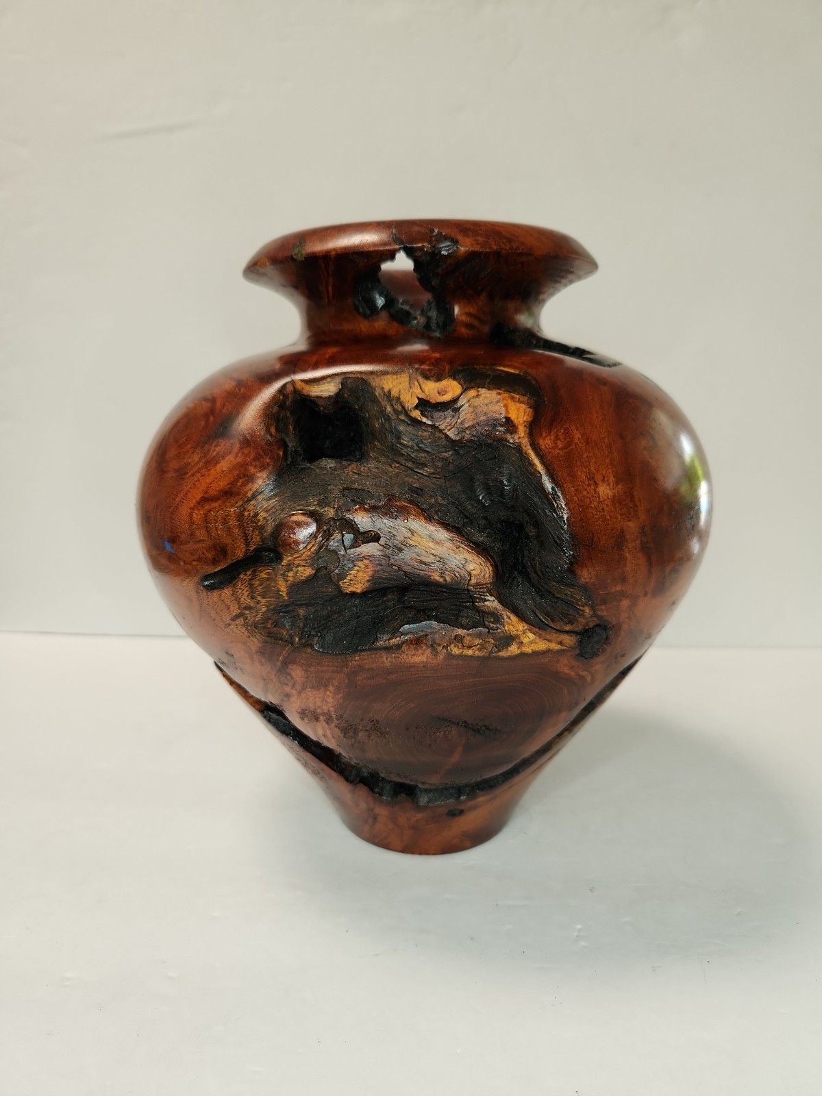 Massive 10lb Solid Mesquite Burl Vase - Signed Artisan Wood Sculpture 10\