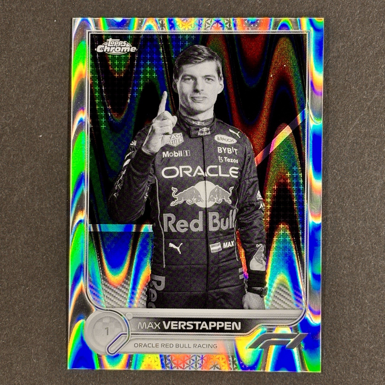 2022 Topps Chrome Formula 1 F1 Racers Max Verstappen #1 Black & White RayWave 2022 Topps Chrome Formula 1 F1 Racers Max Verstappen #1 Black & White RayWave