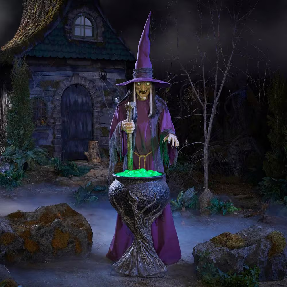 8 FT Wicked Woods Animated LED Brewing Witch
