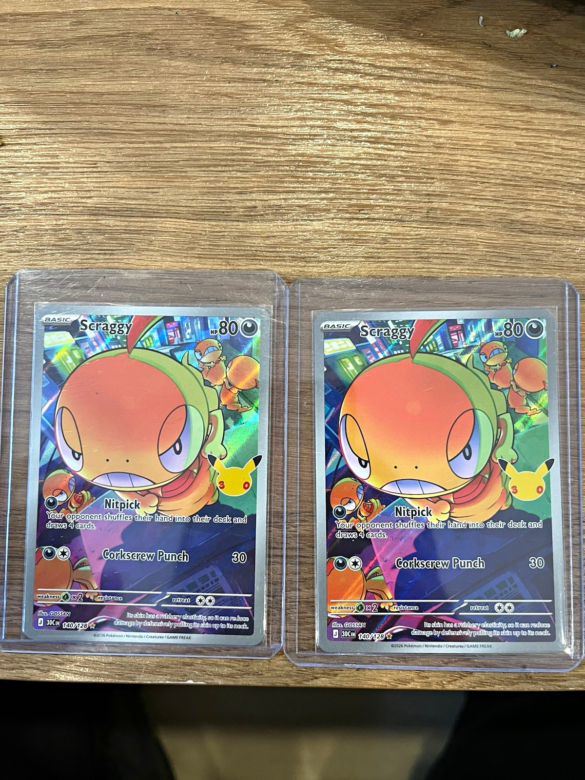 Pokemon TCG 30th Anniversary Scraggy SIR 140/128 Full Art 2x (English) Pokemon TCG 30th Anniversary Scraggy SIR 140/128 Full Art 2x (English)