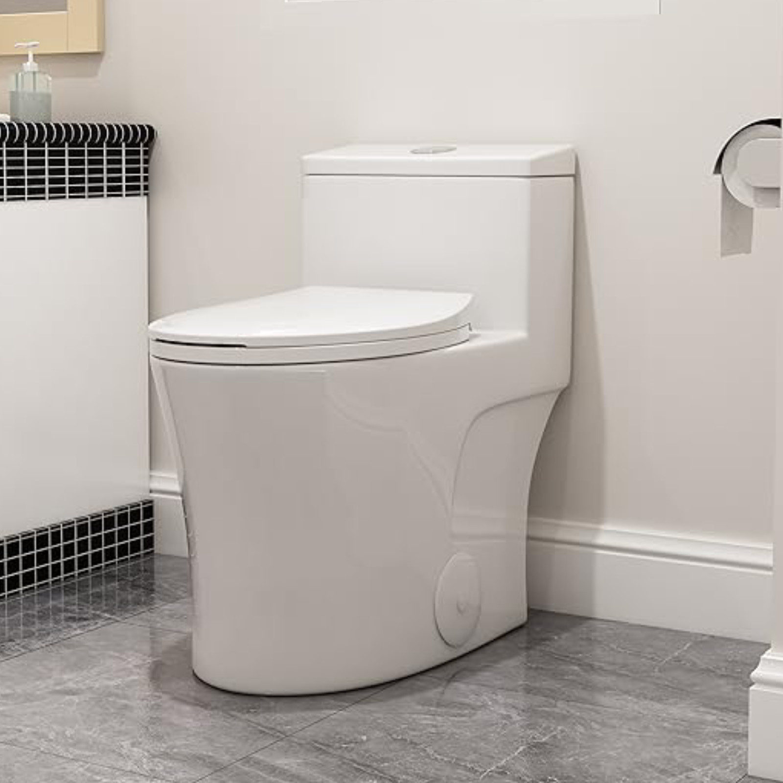HOROW One-Piece Elongated Dual Flush 1.28GPF ADA Height Toilet Comfortable Seat
