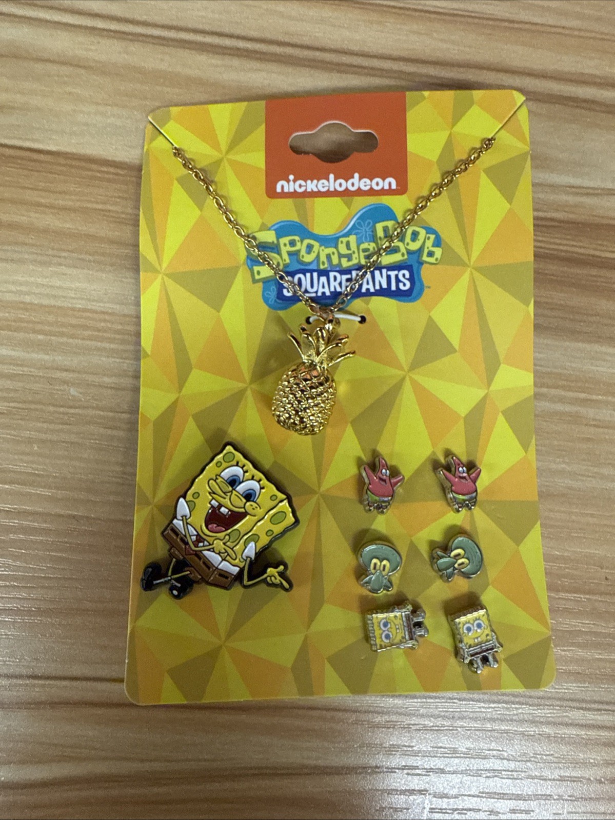 SpongeBob SquarePants Jewelry Set Necklace Earrings Pin Official Nickelodeon