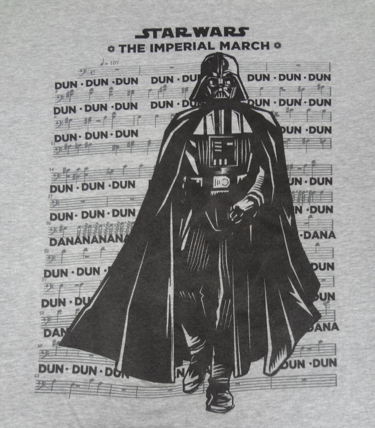 STAR WARS IMPERIAL MARCH SHEET MUSIC WITH LYRICS VADER GRAY XXL 2XL T-SHIRT L918