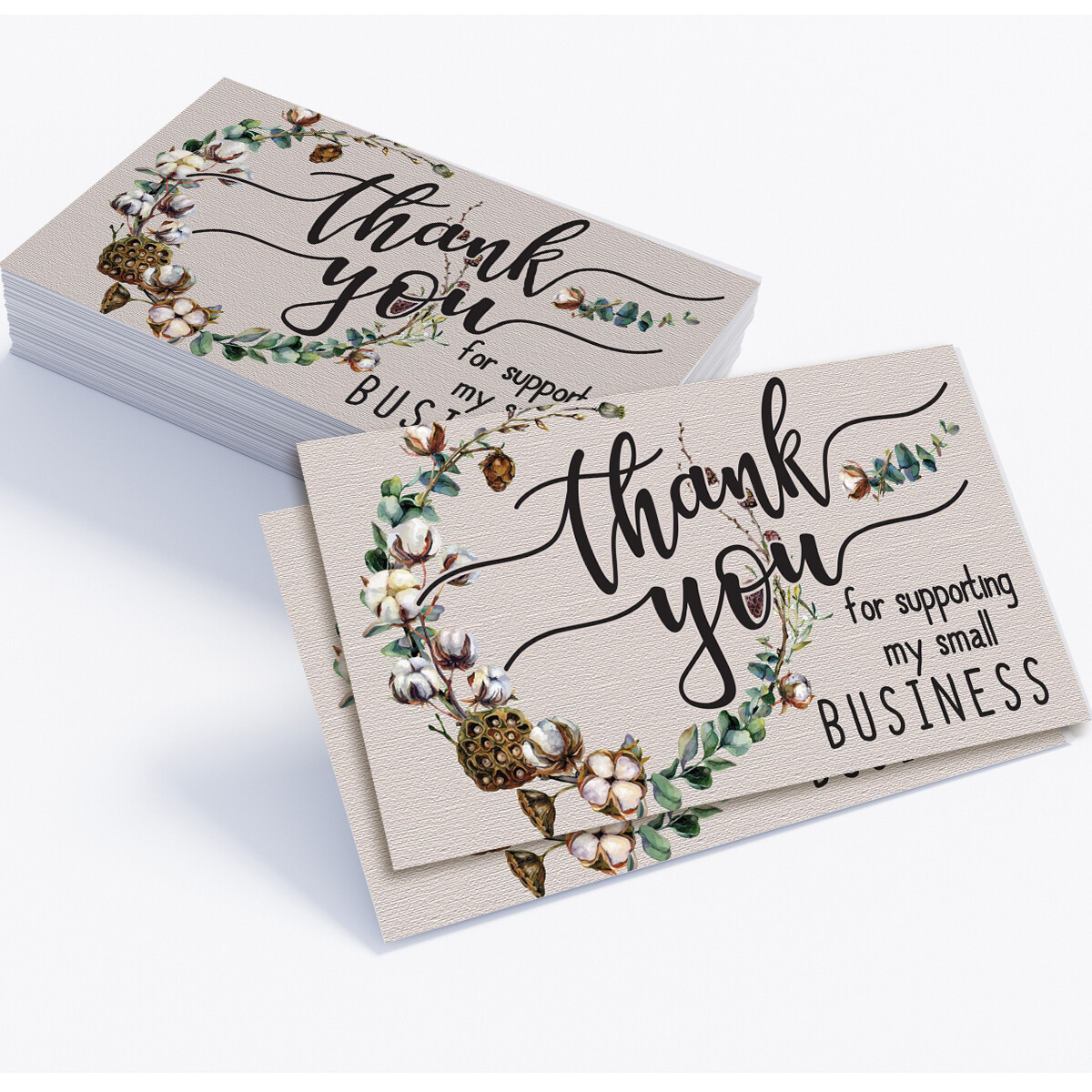 Business Blank Thank You Cards Qty. 50 Country Cotton Bole Wreath-3.5\ Business Blank Thank You Cards Qty. 50 Country Cotton Bole Wreath-3.5\