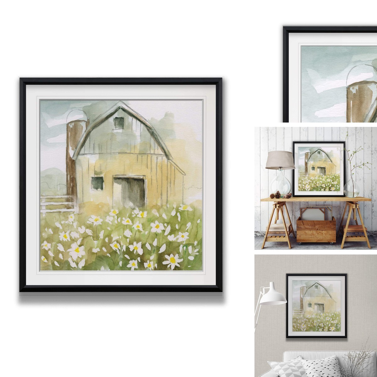 Daisy Barn Paintings Rustic Framed Giclee Canvas Print Nature Flowers Daisy Barn Paintings Rustic Framed Giclee Canvas Print Nature Flowers