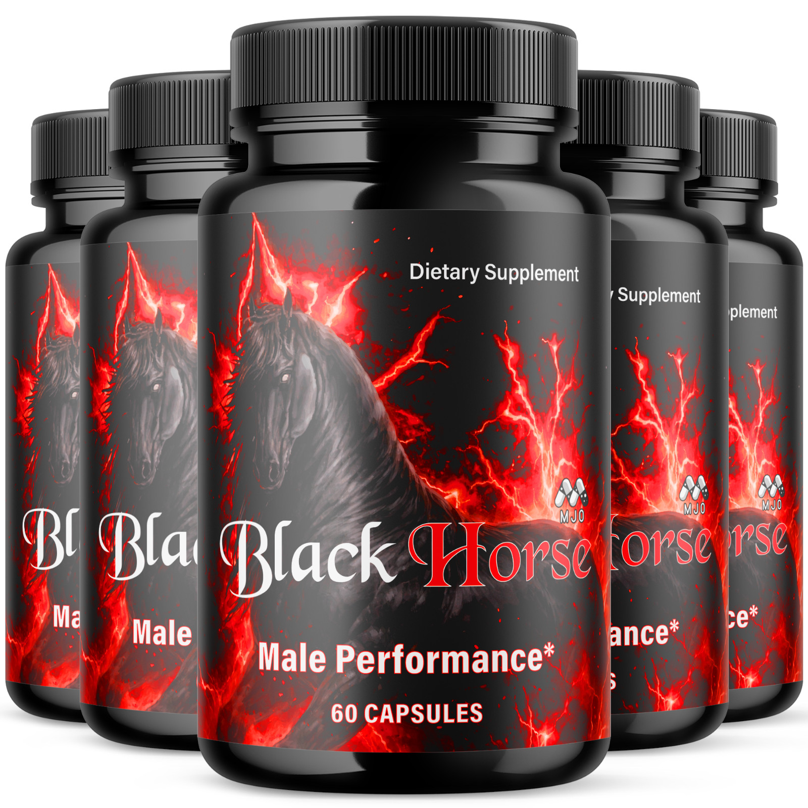 (5 Pack) Black Horse Advanced Male Health Support Formula BlackHorse 300 Capsule