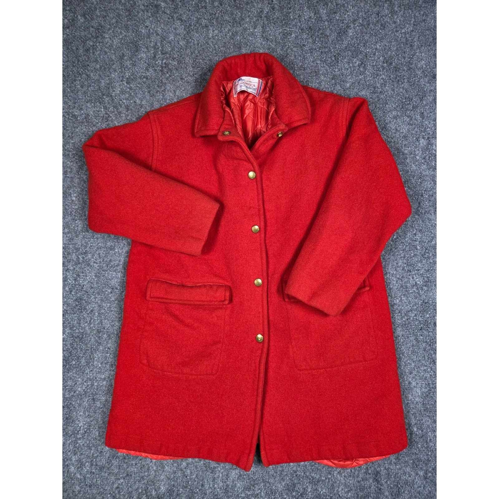 Pendleton Knockabouts Wool Coat Womens M Red Quilted Lining Vintage Button Front