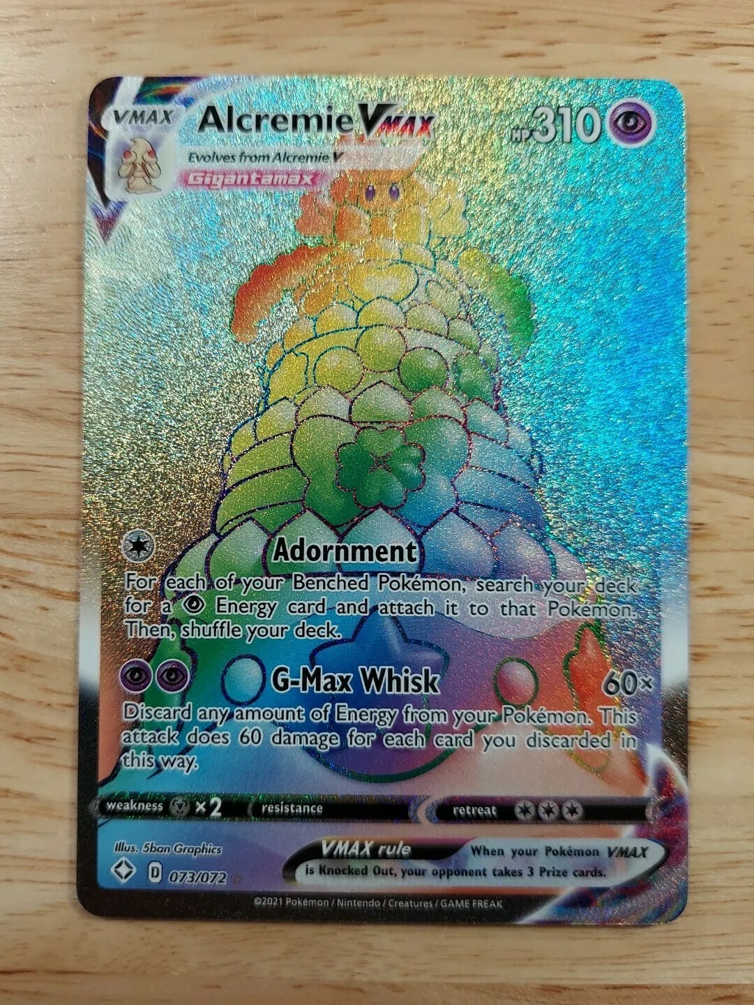 Alcremie Vmax 073/072 Shining Fates - NM Full Art Rainbow Rare Pokemon Card