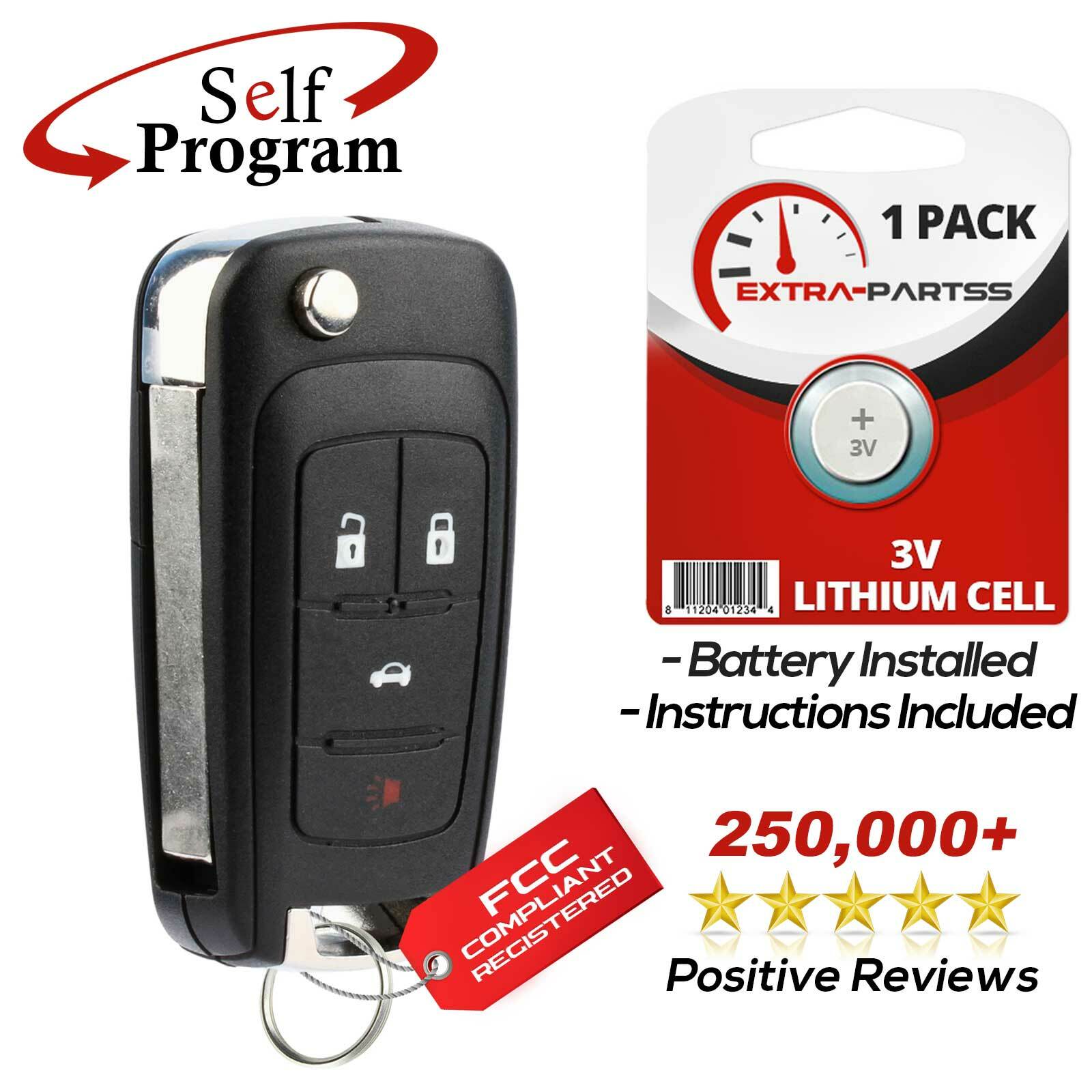 For 2010 2011 2012 2013 2014 2015 2016 Chevrolet Cruze Keyless Remote Key Fob