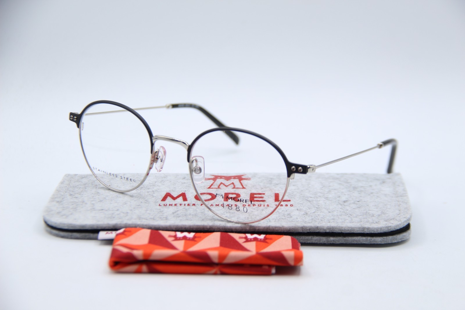 NEW MOREL 1880 60127M NG01 BLACK SILVER AUTHENTIC FRAMES EYEGLASSES 48-21 K1