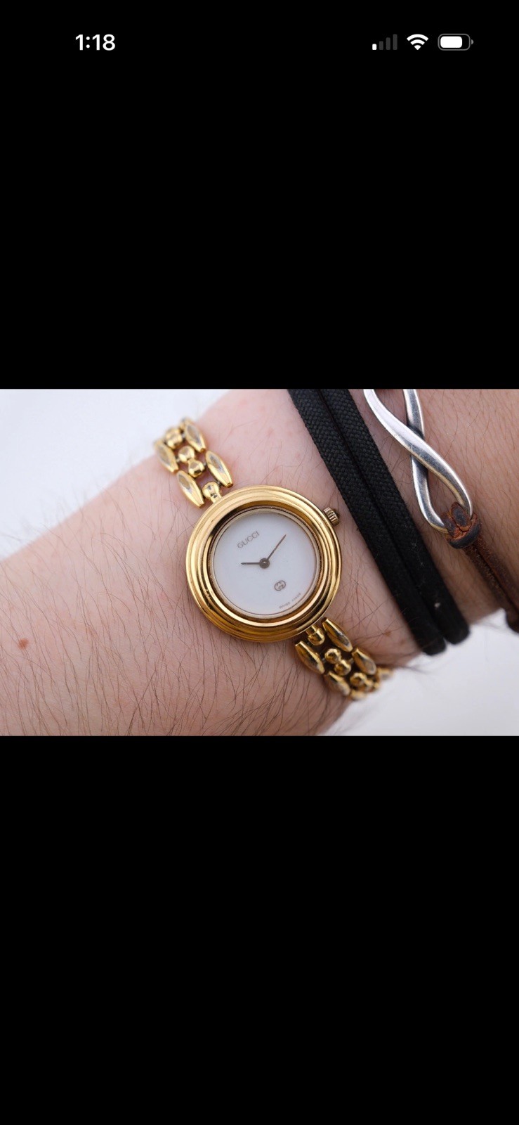 Vintage Gucci Rice Links Change Bezel 1100-L Watch 6 Bangle Working 6.2”. 6 Vintage Gucci Rice Links Change Bezel 1100-L Watch 6 Bangle Working 6.2”. 6