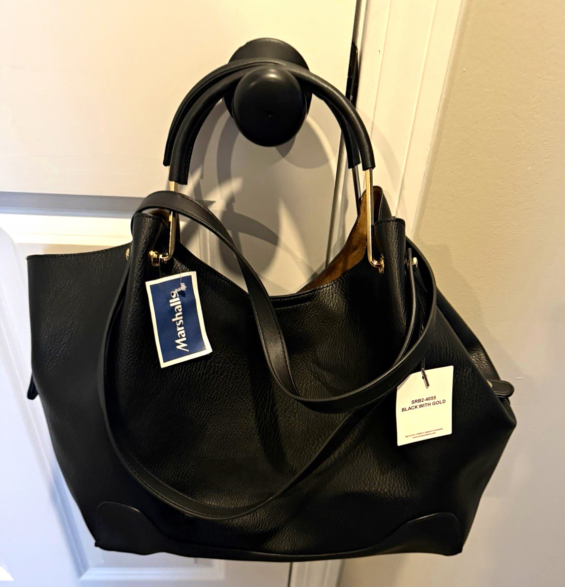 Sondra Roberts square leather Pebbled Tote Bag Gold Hardware Sondra Roberts square leather Pebbled Tote Bag Gold Hardware