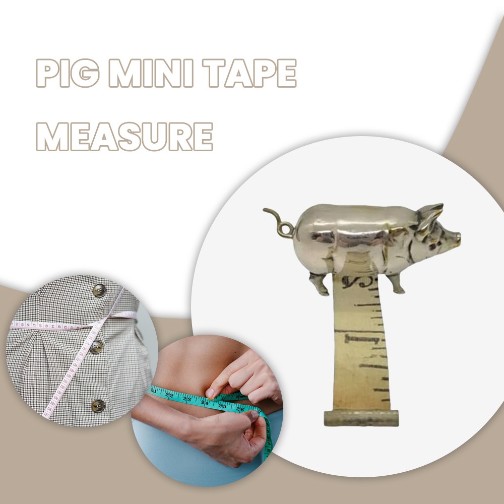 Antique-Inspired Pig Mini Tape Measure,Vintage Resin Pigs Soft Measuring