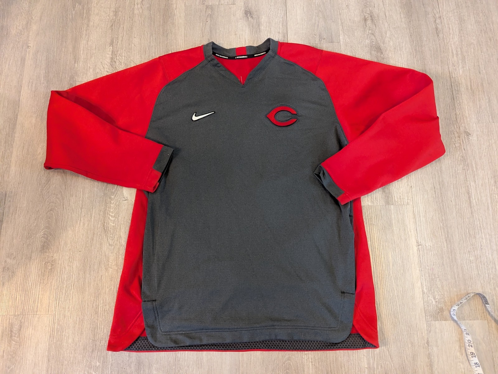 Nike Cincinnati Reds Dri Fit Long Sleeve Pullover Zipped Pockets Mens XL