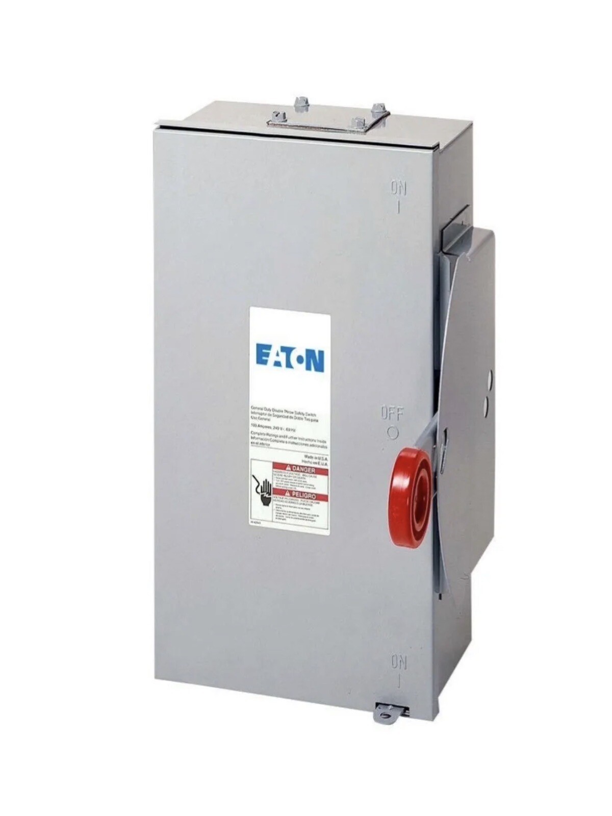 EATON 100A Double Throw Safety Switch (Manual), 240V, 2 Pole, NEMA 3 Enclosure EATON 100A Double Throw Safety Switch (Manual), 240V, 2 Pole, NEMA 3 Enclosure