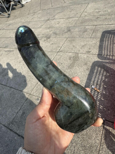 1pc Natural labradorite quartz Carved Penis Sculpture Skull Reiki Healing Gift