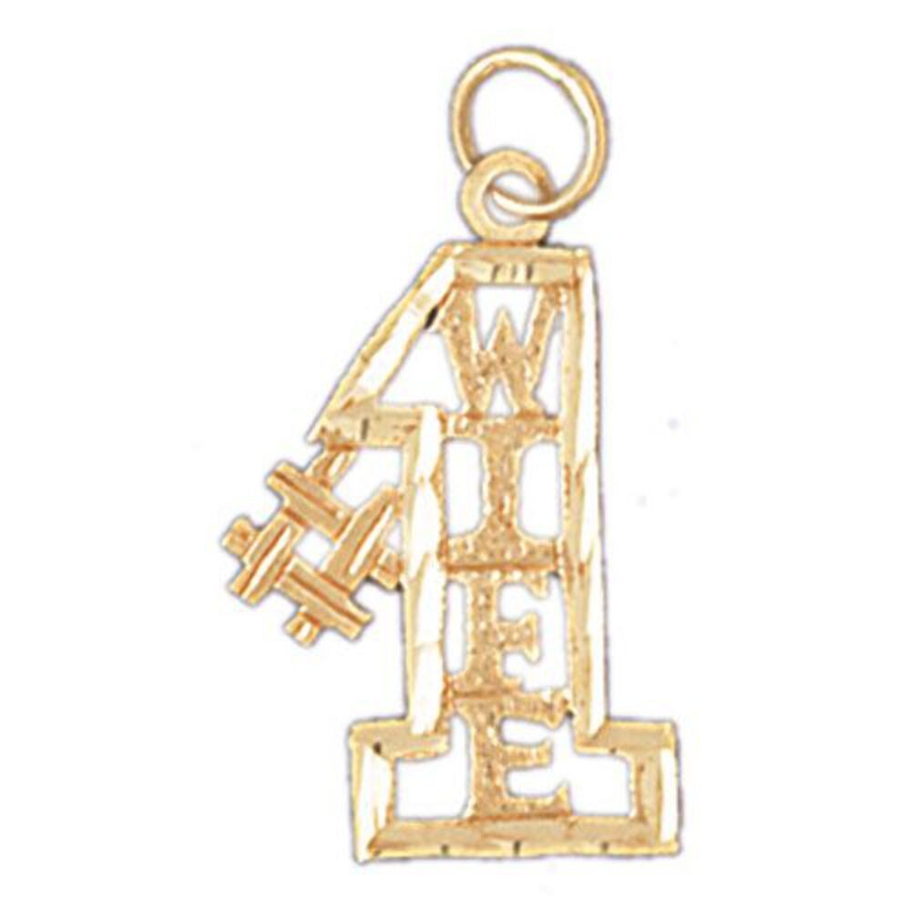 Number One Wife Charm Pendant 14k Gold (0.9 Grams)