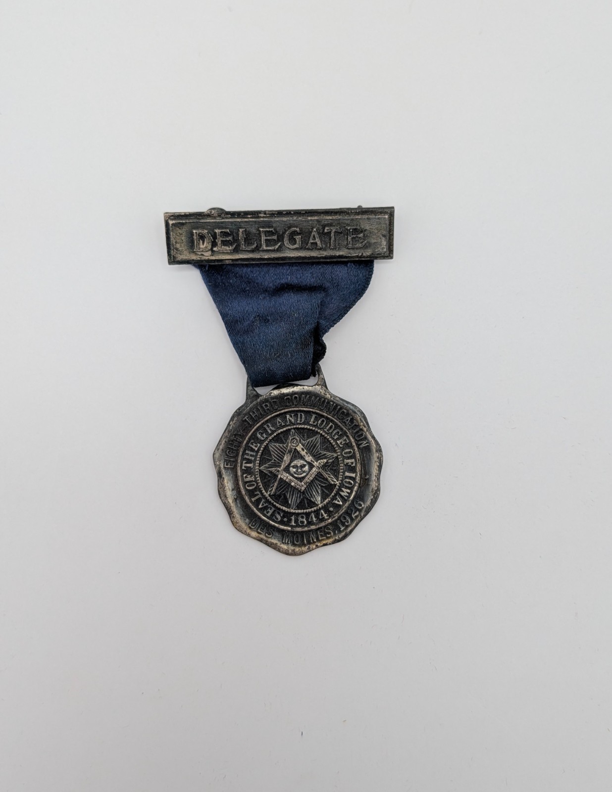 Antique 1926 Masonic Grand Lodge Iowa Delegate Ribbon Badge Des Moines Mason Antique 1926 Masonic Grand Lodge Iowa Delegate Ribbon Badge Des Moines Mason