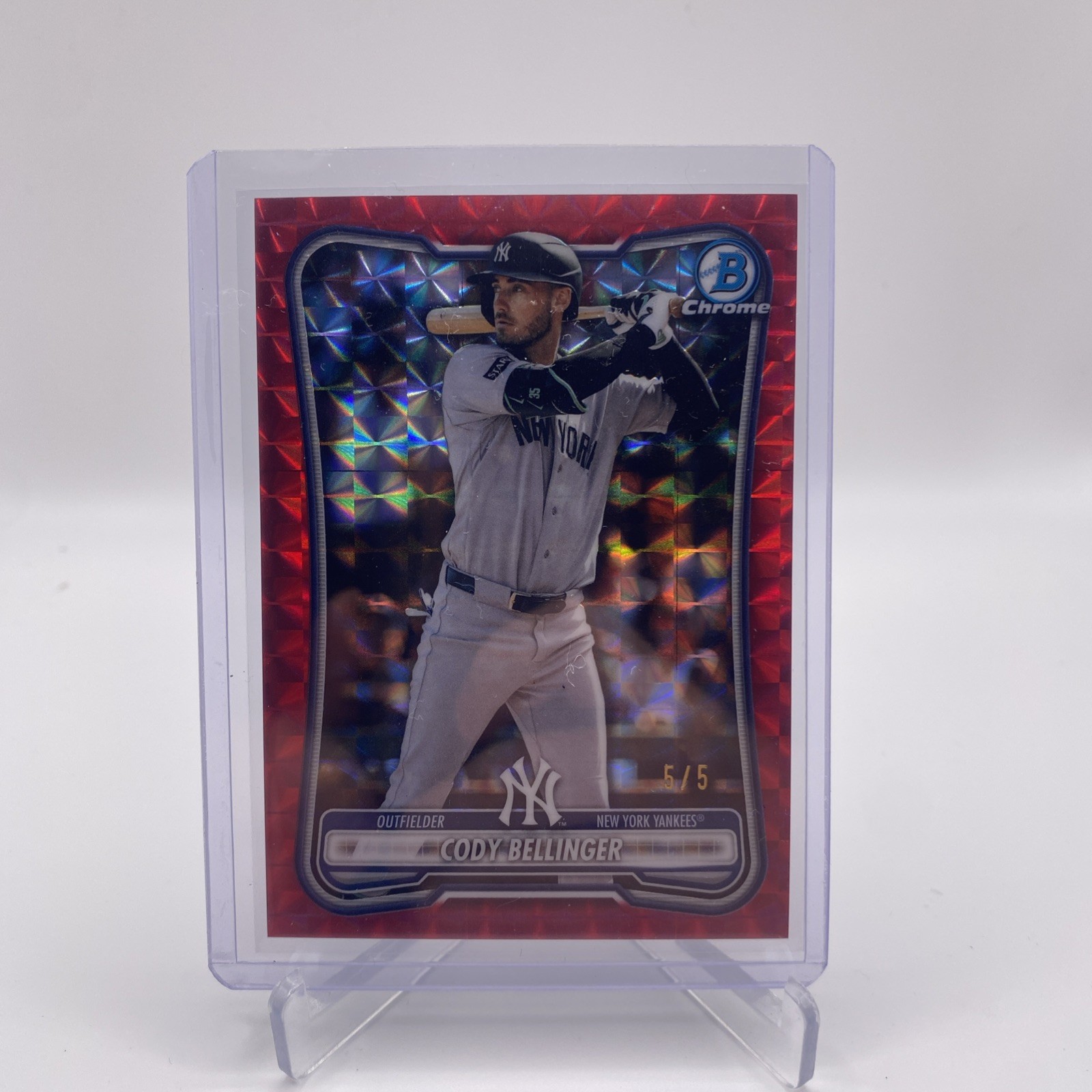 Cody Bellinger 2026 Topps Bowman Chrome Red Geometric Refractor /5 Yankees #9 Cody Bellinger 2026 Topps Bowman Chrome Red Geometric Refractor /5 Yankees #9