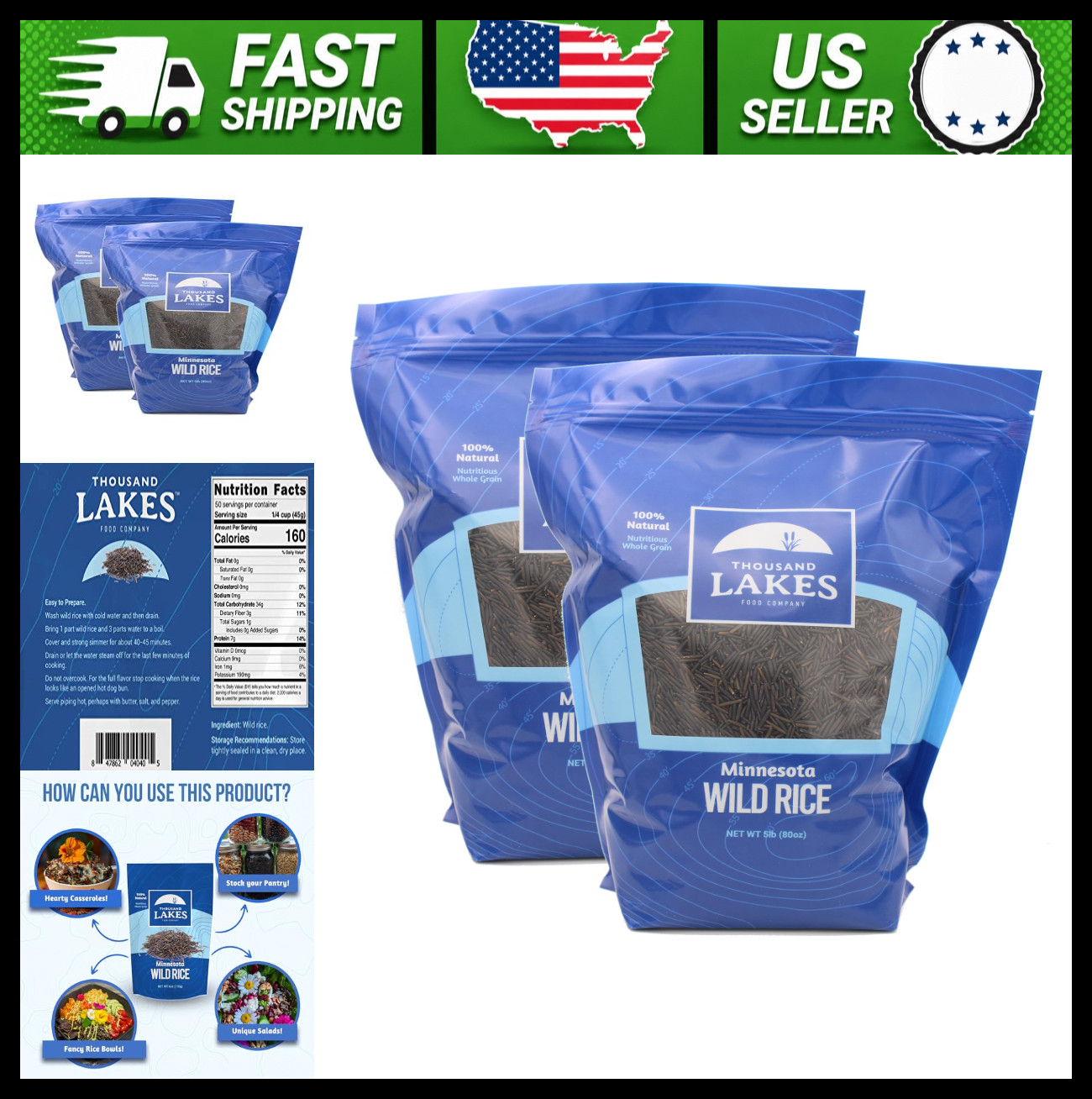 Thousand Lakes Minnesota Grown Premium Wild Rice, 10 lb Bulk