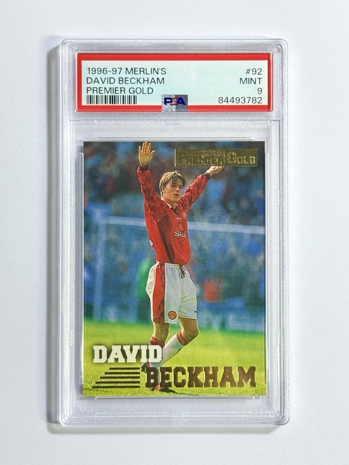1996-97 Merlin’s David Beckham Rookie RC Premier Gold PSA 9 Man Utd England
