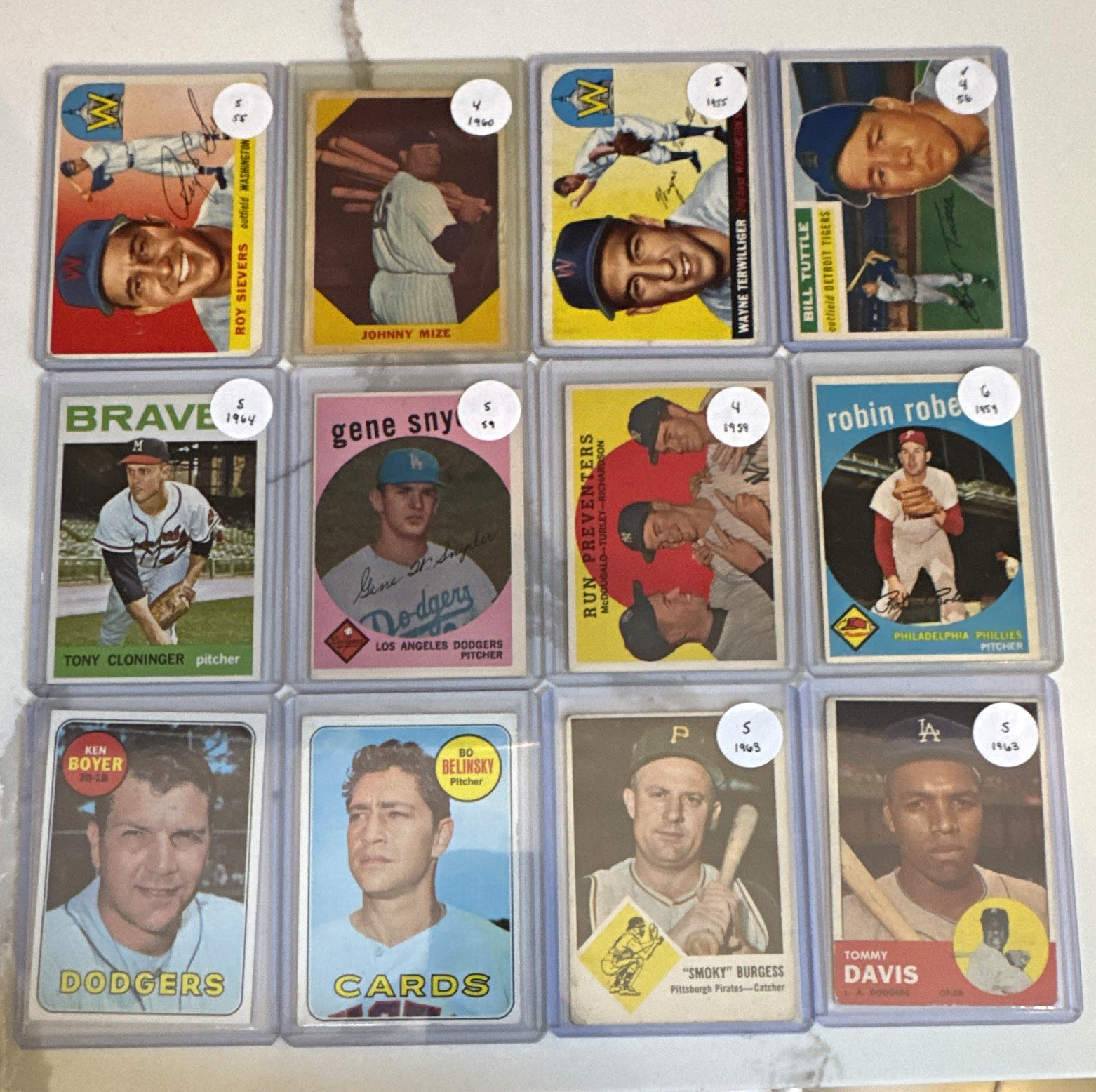 12 Vintage Baseball Cards Lot 1950s 1960s Topps Bowman Dodgers Braves. 12 Vintage Baseball Cards Lot 1950s 1960s Topps Bowman Dodgers Braves.