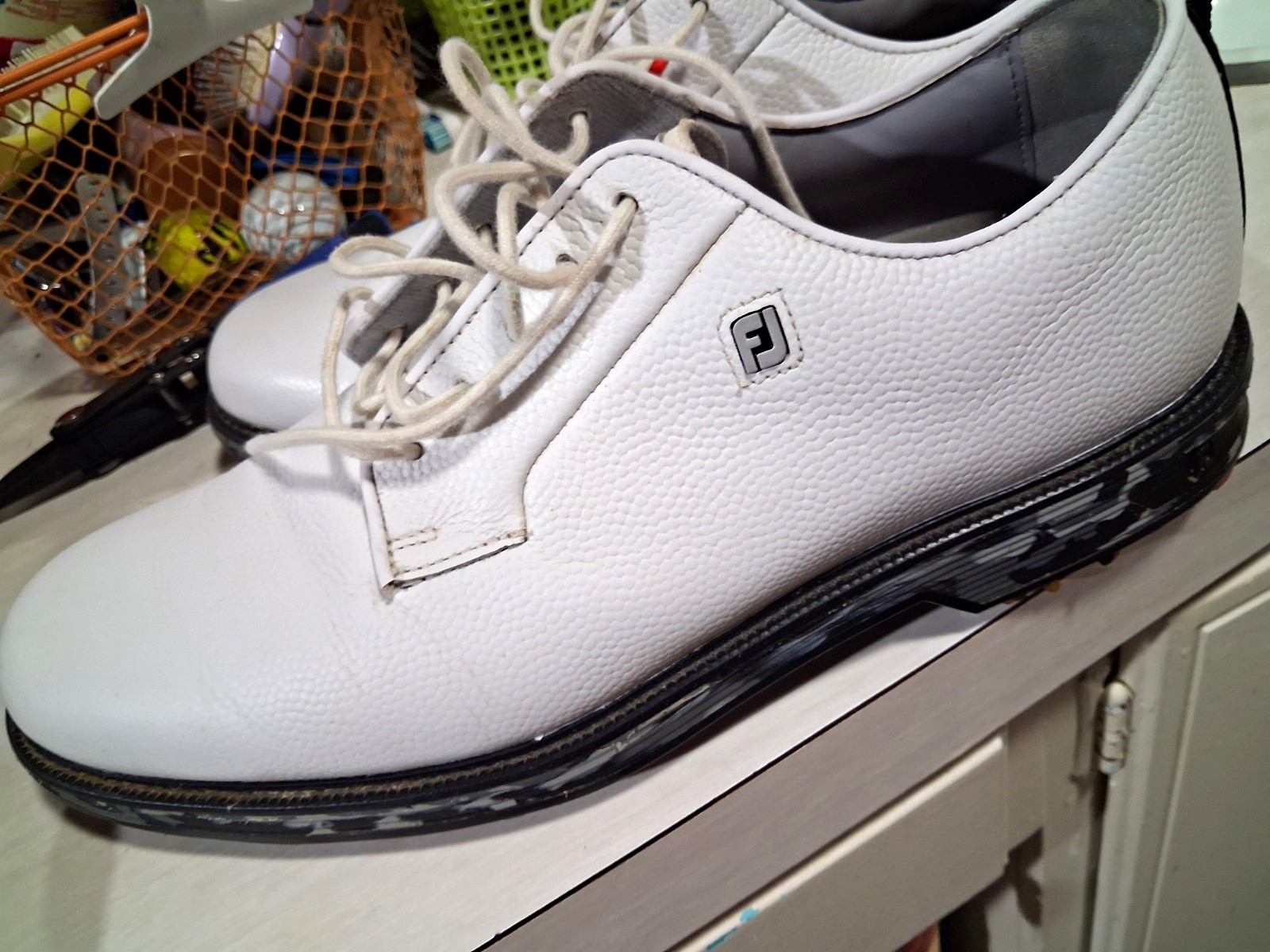 FootJoy Premiere Series Men\'s Leather Golf Shoes Spiked White US 10 M FootJoy Premiere Series Men\'s Leather Golf Shoes Spiked White US 10 M