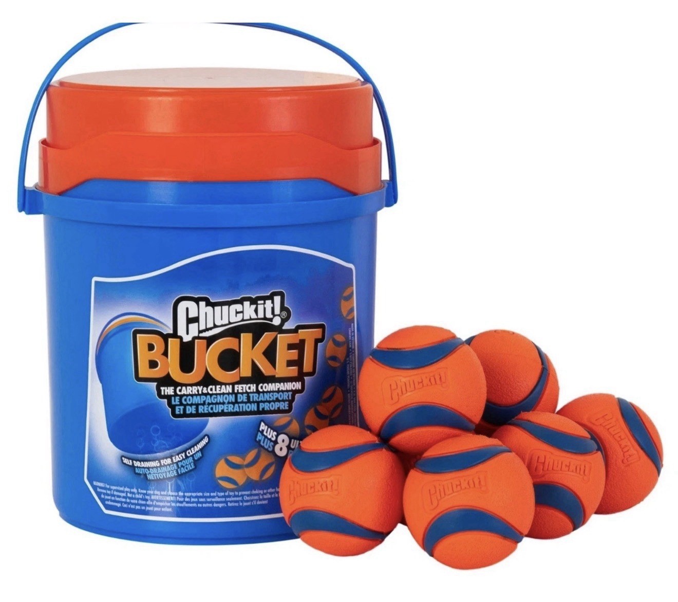 Chuckit Ultra Ball Dog Toy with Chuckit Cleaning Bucket Medium 8 Balls NIB Chuckit Ultra Ball Dog Toy with Chuckit Cleaning Bucket Medium 8 Balls NIB