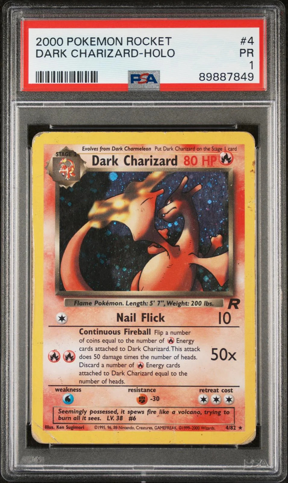 Dark Charizard Holo PSA 1 2000 Pokemon Rocket #4 Dark Charizard Holo PSA 1 2000 Pokemon Rocket #4