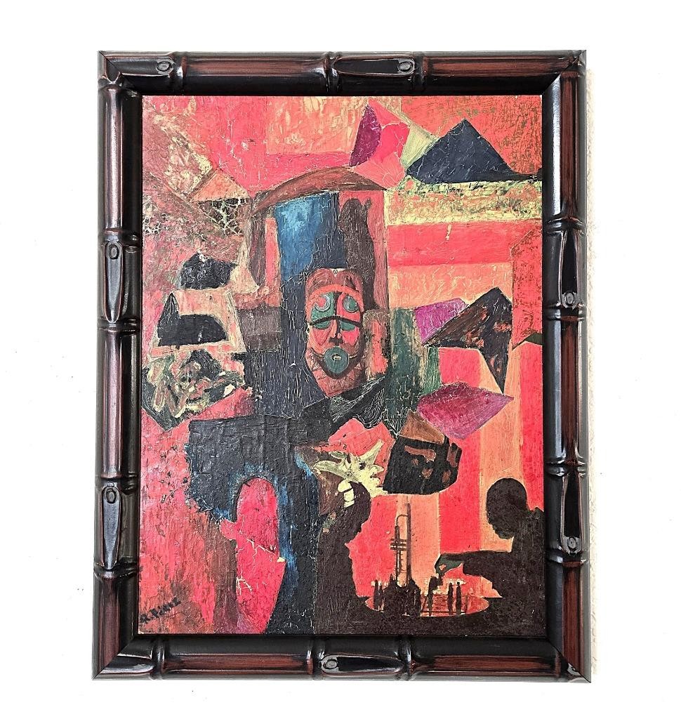 Stunning Mid Century Modern Abstract Expressionist Oil Painting Modernist Perez