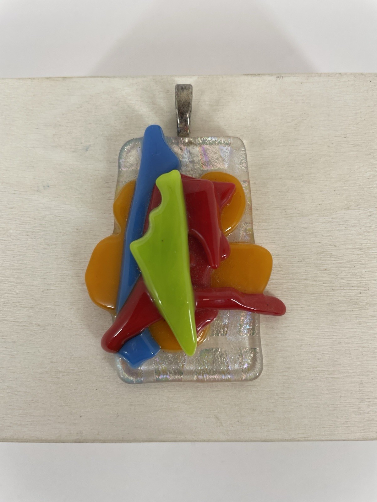 Layered Fused Dichroic Art Glass Abstract 3D Pendant Layered Fused Dichroic Art Glass Abstract 3D Pendant