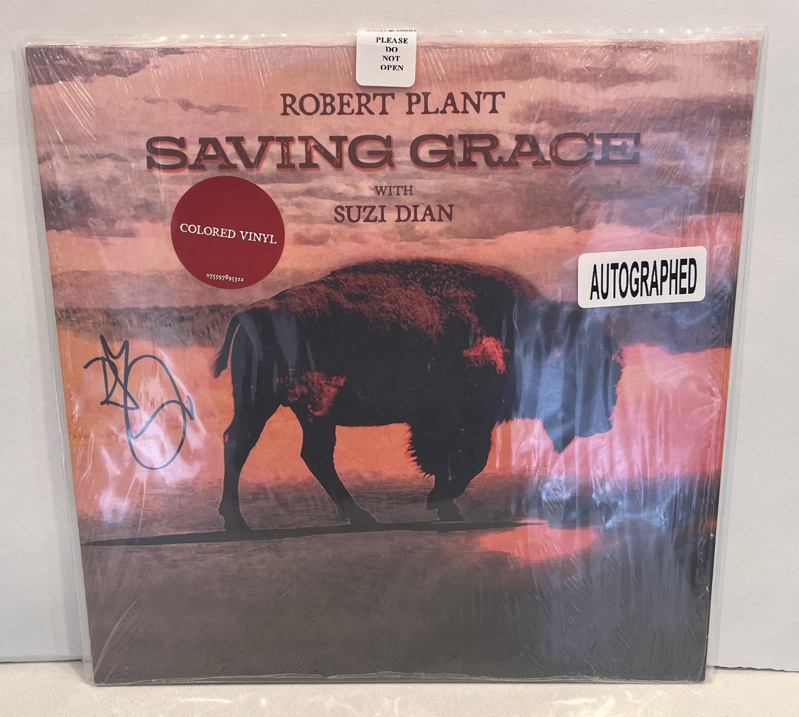 Robert Plant SIGNED Saving Grace Vinyl Fruit Punch Colored LP Autograph Zeppelin