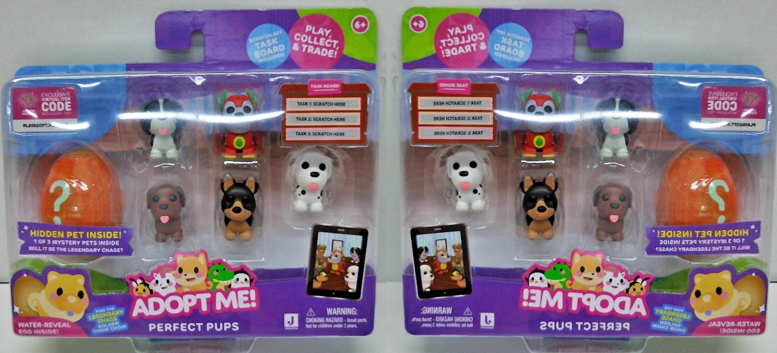 2x Adopt Me Pets Perfect Pups Figures With Surprise in Water Reveal Egg