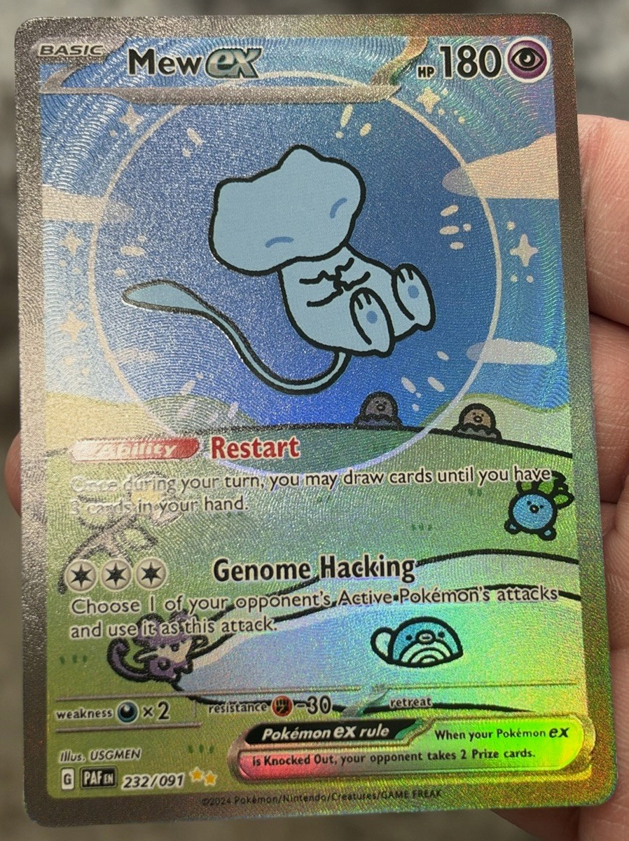 Mew ex 232/091 Full Art Paldean Fates Holo Textured *Fan Art* Mew ex 232/091 Full Art Paldean Fates Holo Textured *Fan Art*
