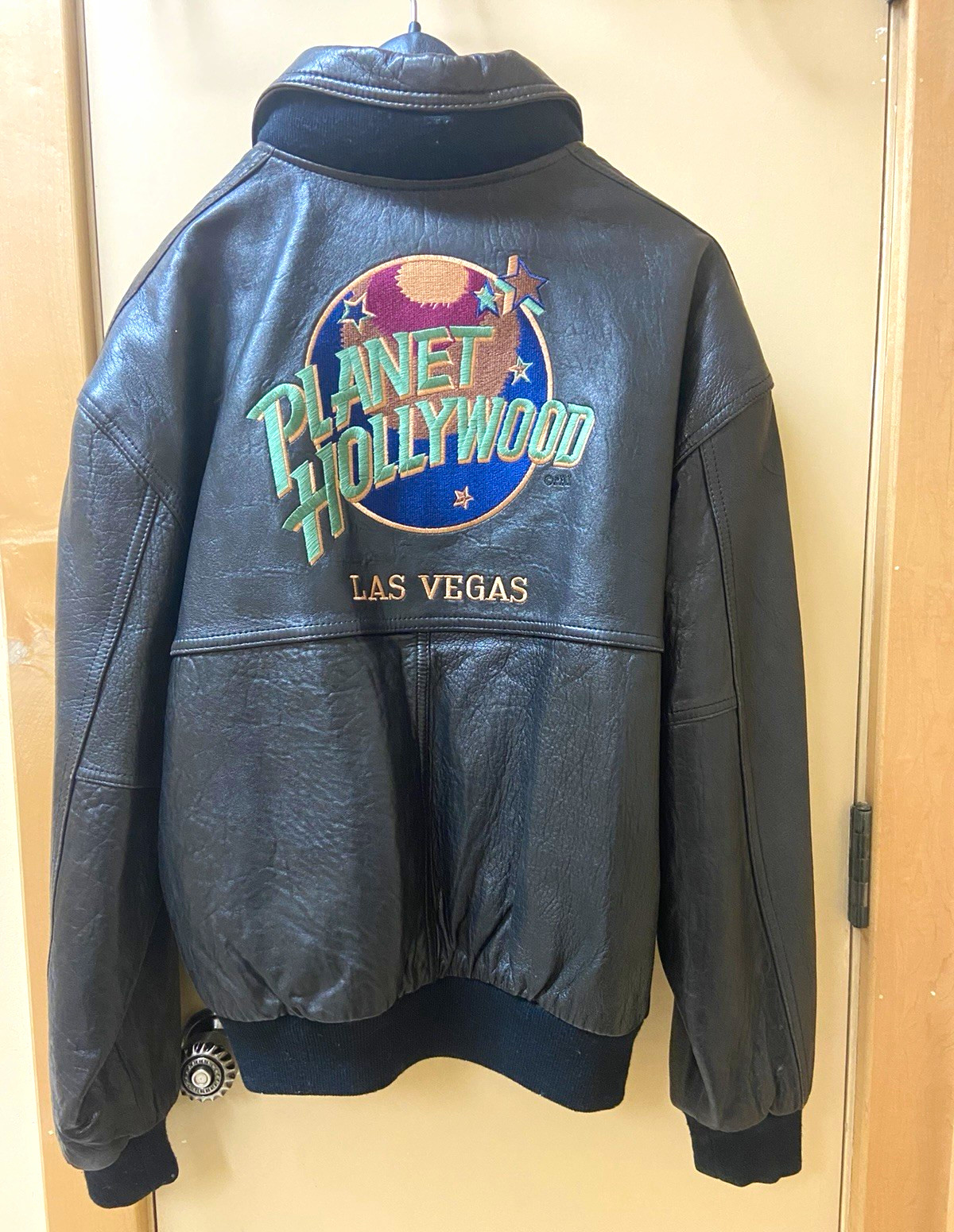 Vintage early 90’s Planet Hollywood Las Vegas Embroidered Black Leather Jacket Vintage early 90’s Planet Hollywood Las Vegas Embroidered Black Leather Jacket