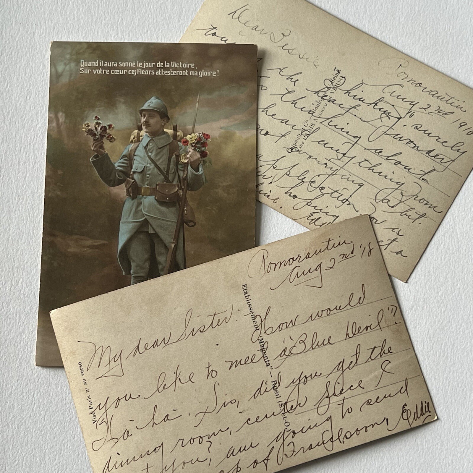Antique RPPC Photograph Postcard WW1 Letter From Soldier To Sweetheart American?