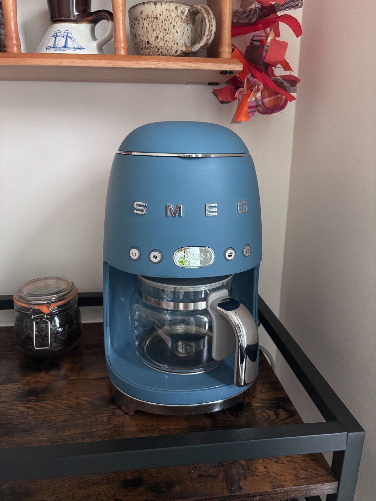 SMEG 50s Retro Drip Coffee Maker – Pastel Blue – 10-Cup – Clean, Works Great