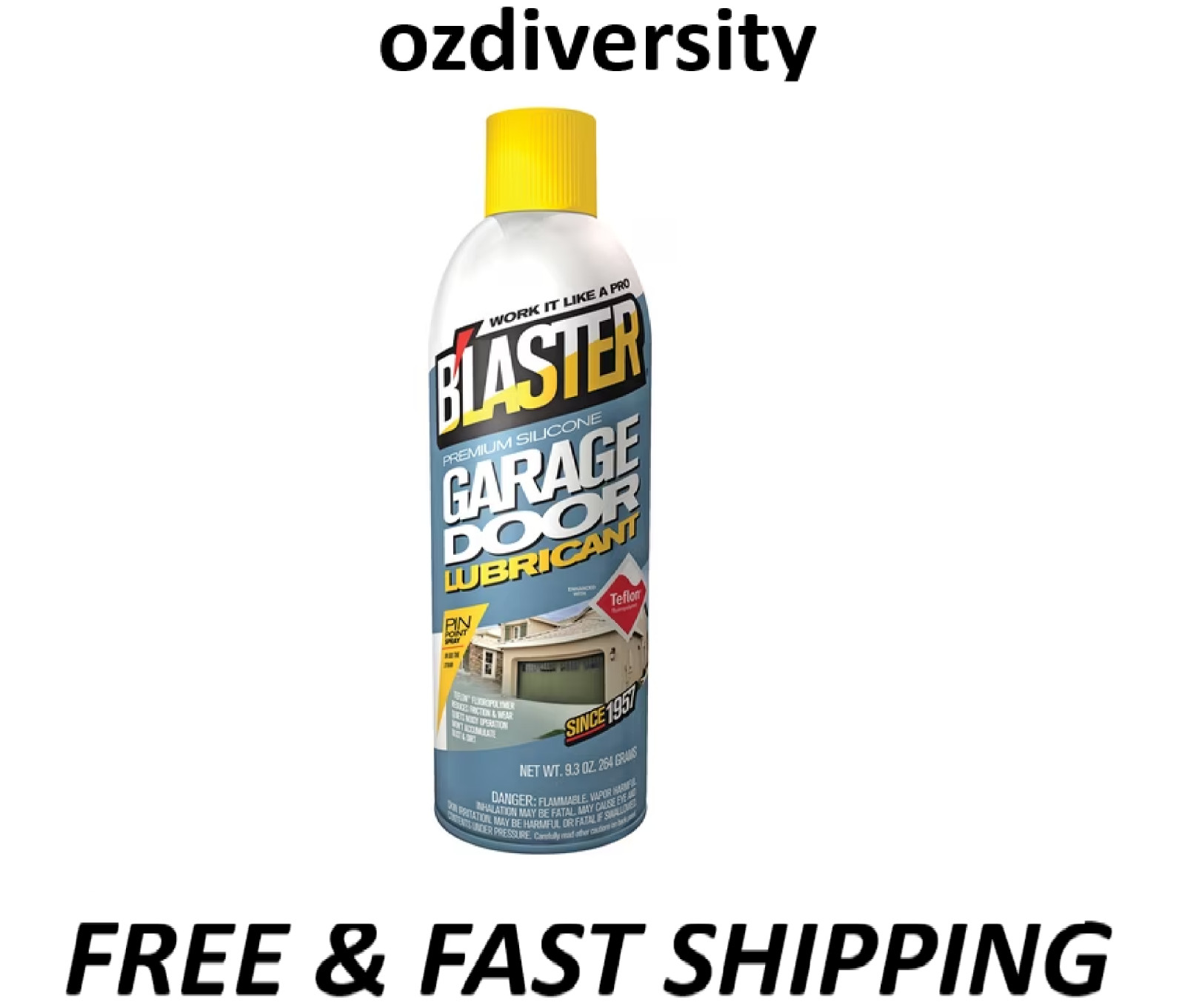 Blaster Garage Door Lubricant Spray Premium Silicone 9.3 Oz.