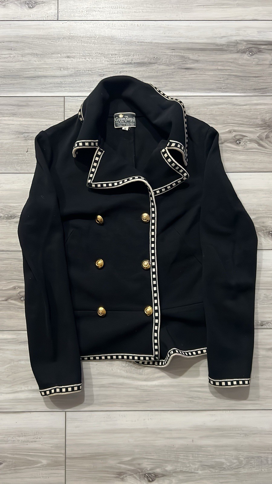 Vintage 80s Crown Royal Ltd Wool Skirt Suit Military Style Gold Crest Buttons 16 Vintage 80s Crown Royal Ltd Wool Skirt Suit Military Style Gold Crest Buttons 16
