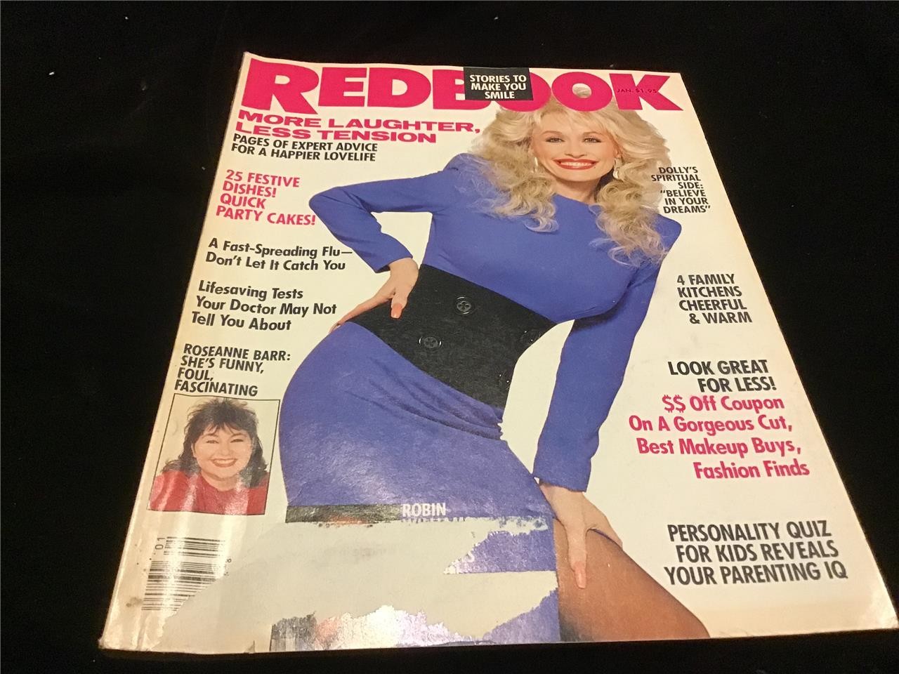 Redbook Magazine January 1991 Dolly Parton, Roseanne Barr, 25 Festive Dishes